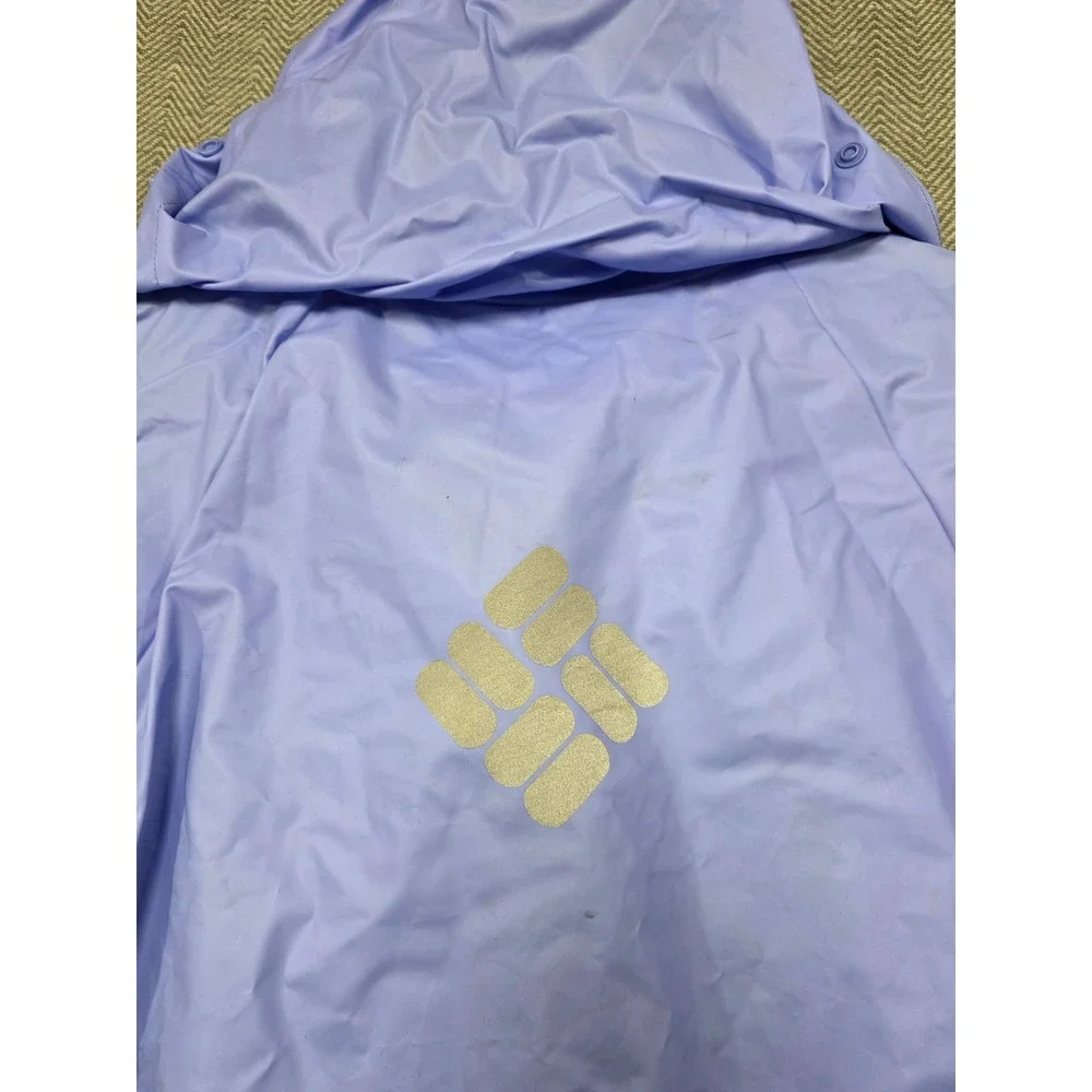 Columbia Youth Rain Jacket Periwinkle Blue Hooded PVC Shell RY0180 Size Large‎